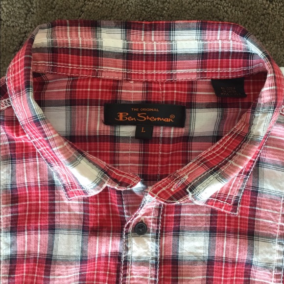 Ben Sherman Long Sleeve Plaid Shirt Red Black - Picture 4 of 4